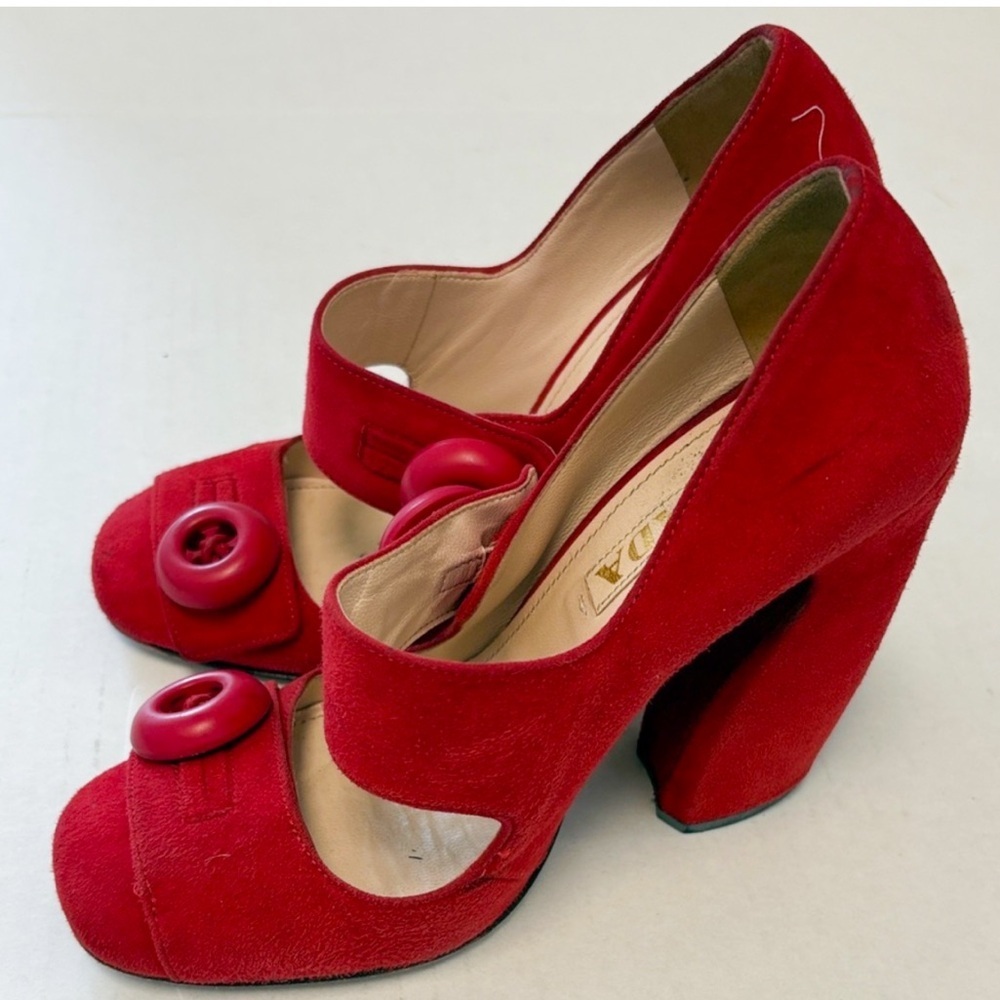 Prada red suede heels